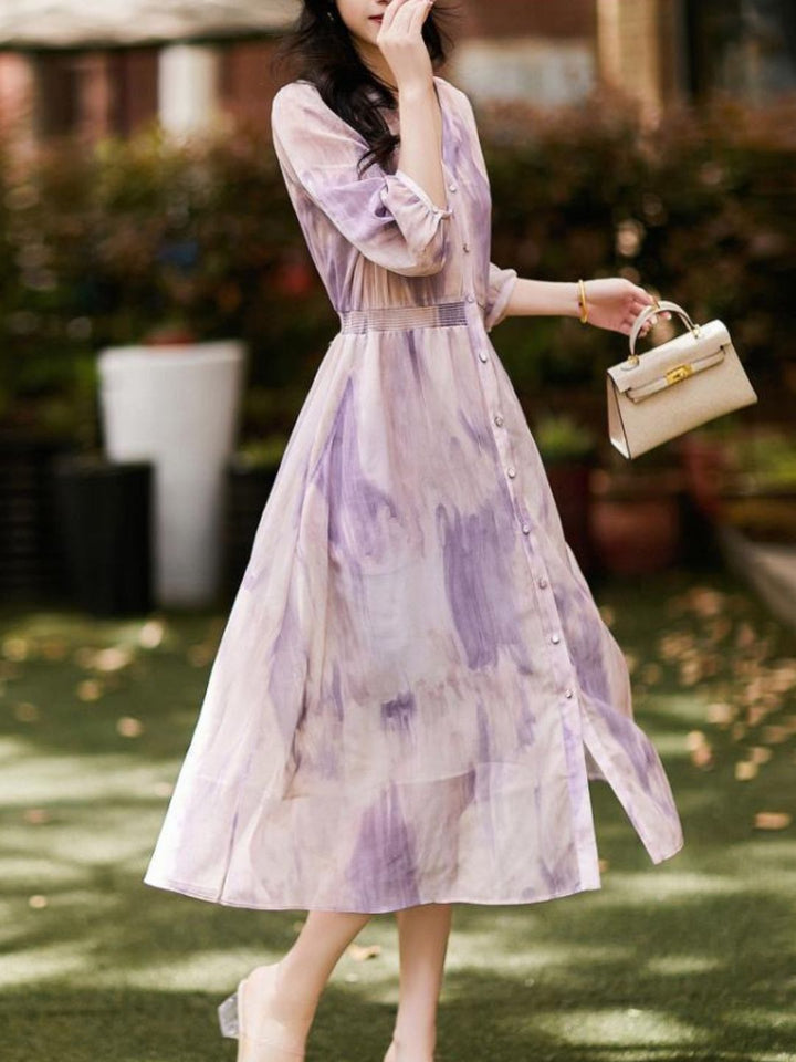 Printed Puff Sleeve Dress