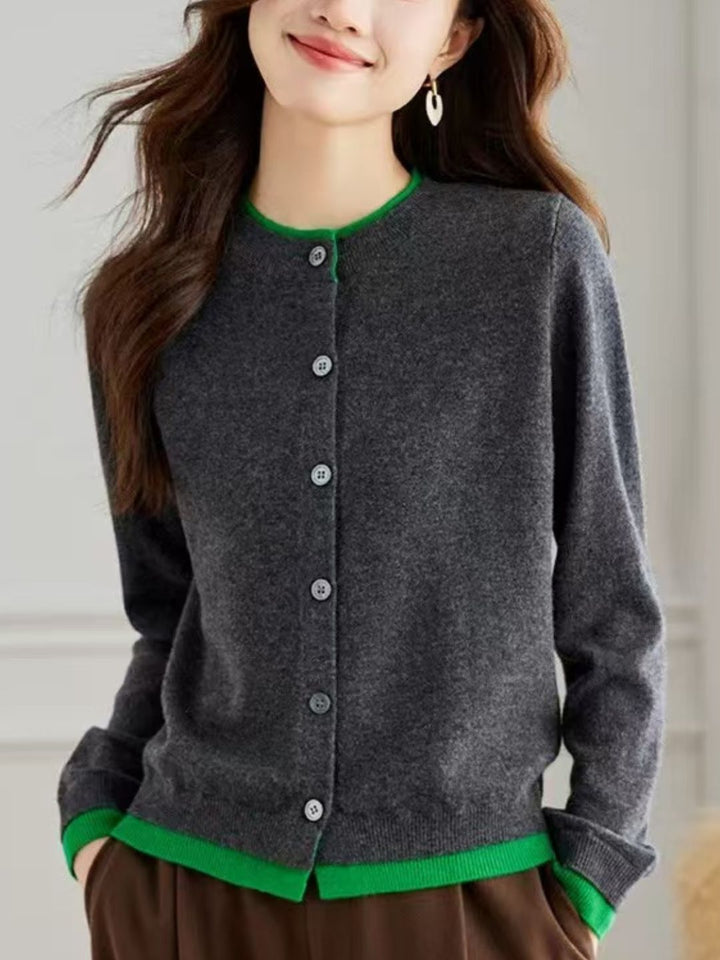 Classic Crew Neck Knit Cardigan