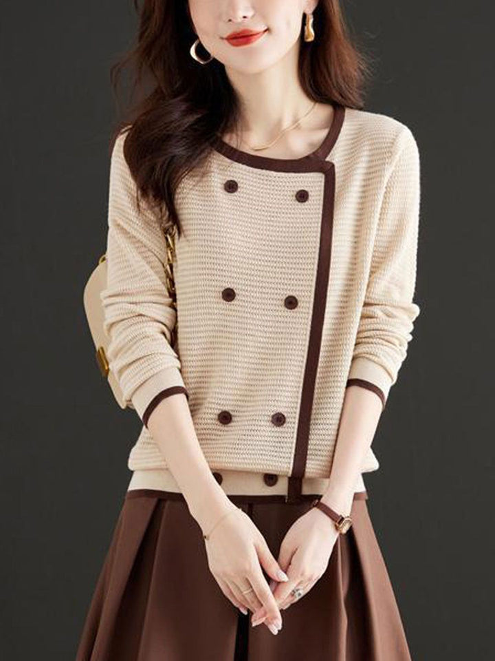 Loose Crew Neck Knitted Pullover Top