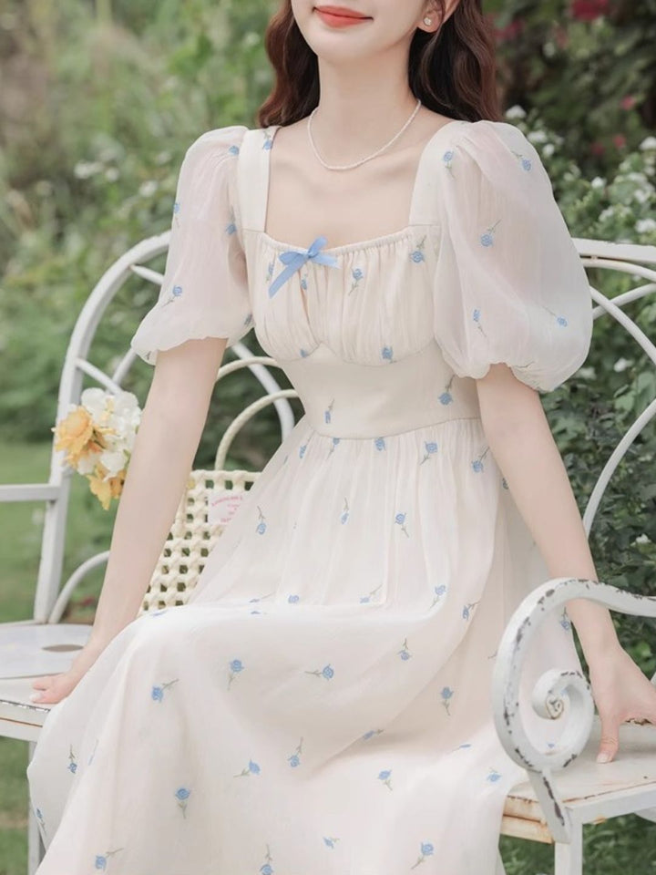 Square Neck Embroidered Dress