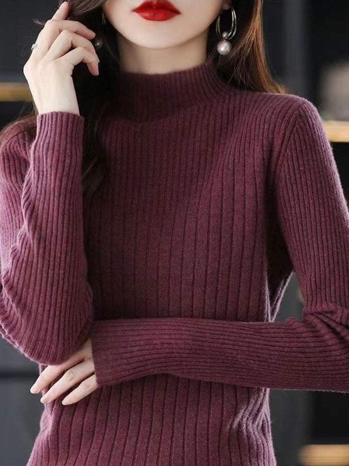 Classic Turtleneck Solid Color Knitted Sweater