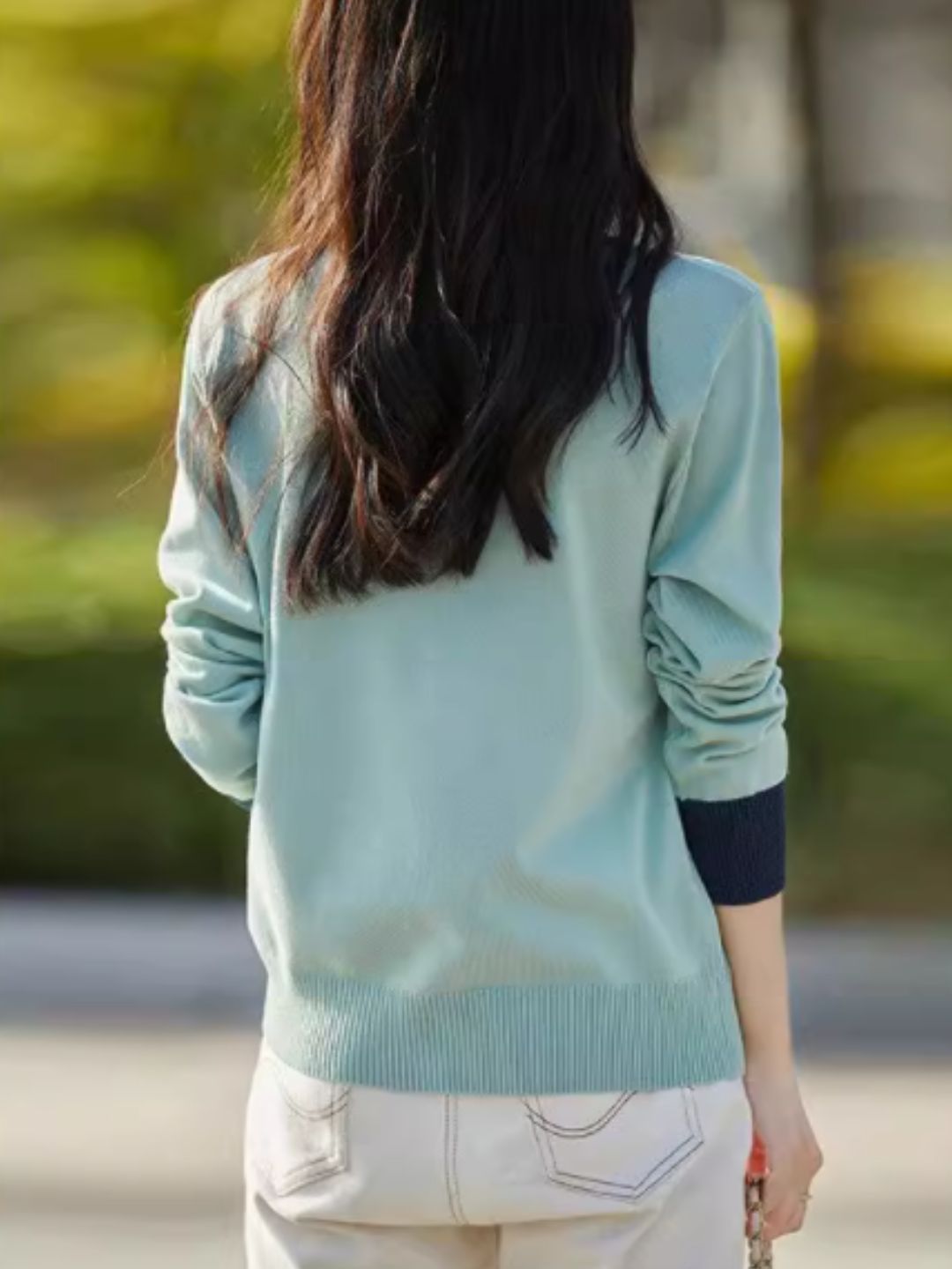 Contrast Color Crew Neck Sweater