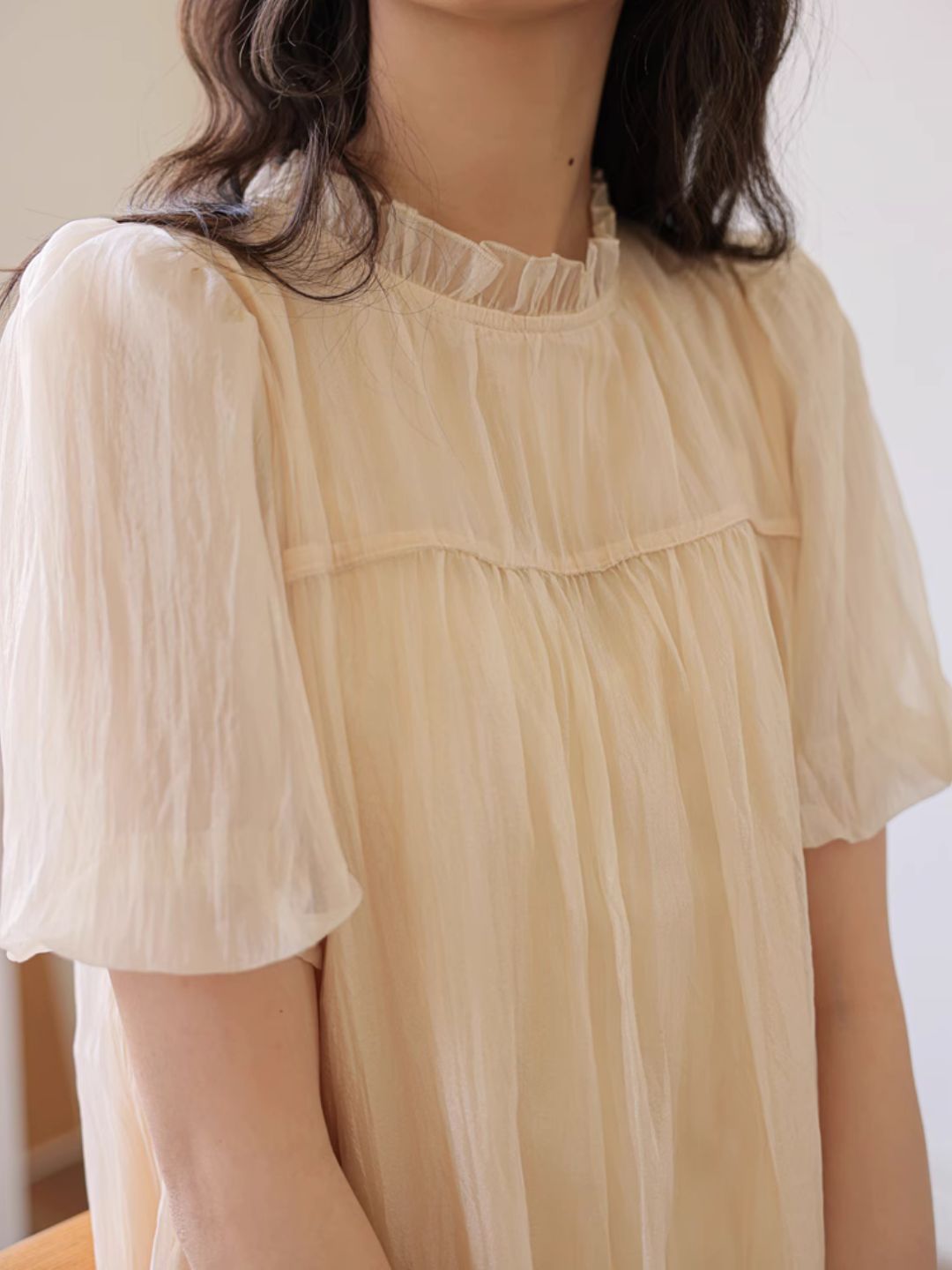 Ruffled Stand Collar Dress