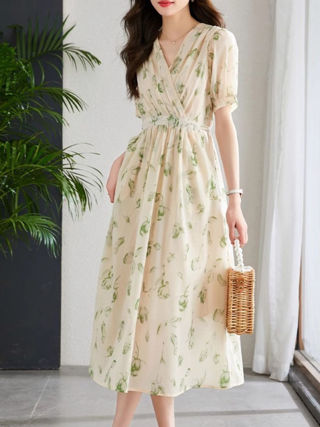 Temperament Short Sleeve Chiffon Dress