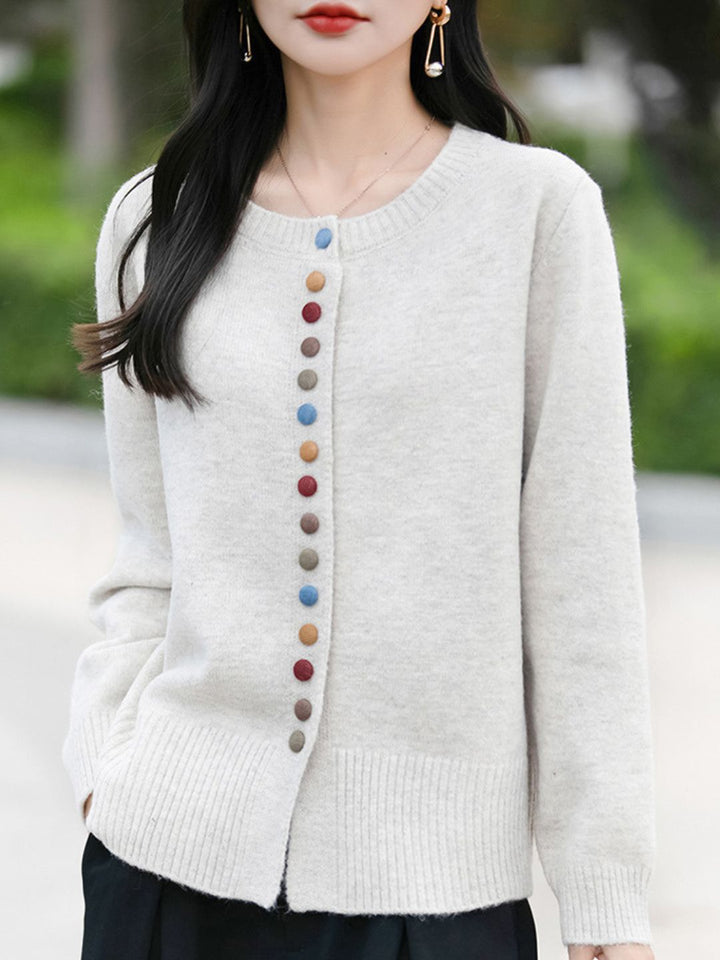 Colorful Button Cardigan Knitted Long Sleeve Sweater