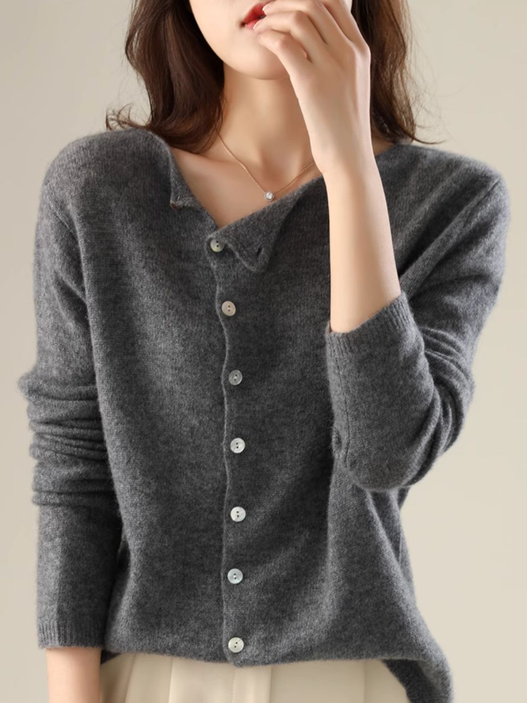 Round Neck Thin Knitted Cardigan