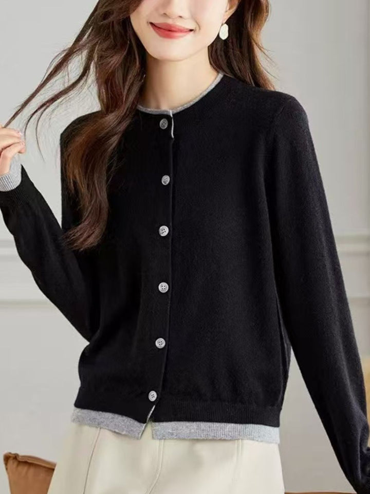 Classic Crew Neck Knit Cardigan