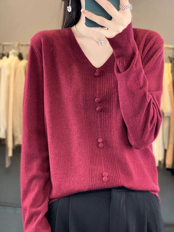 Casual V-neck Loose Knitted Sweater