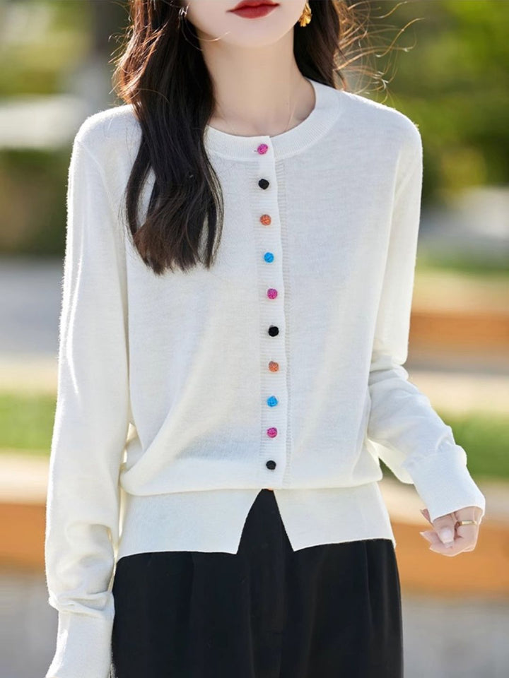 Classic Crew Neck Knit Cardigan