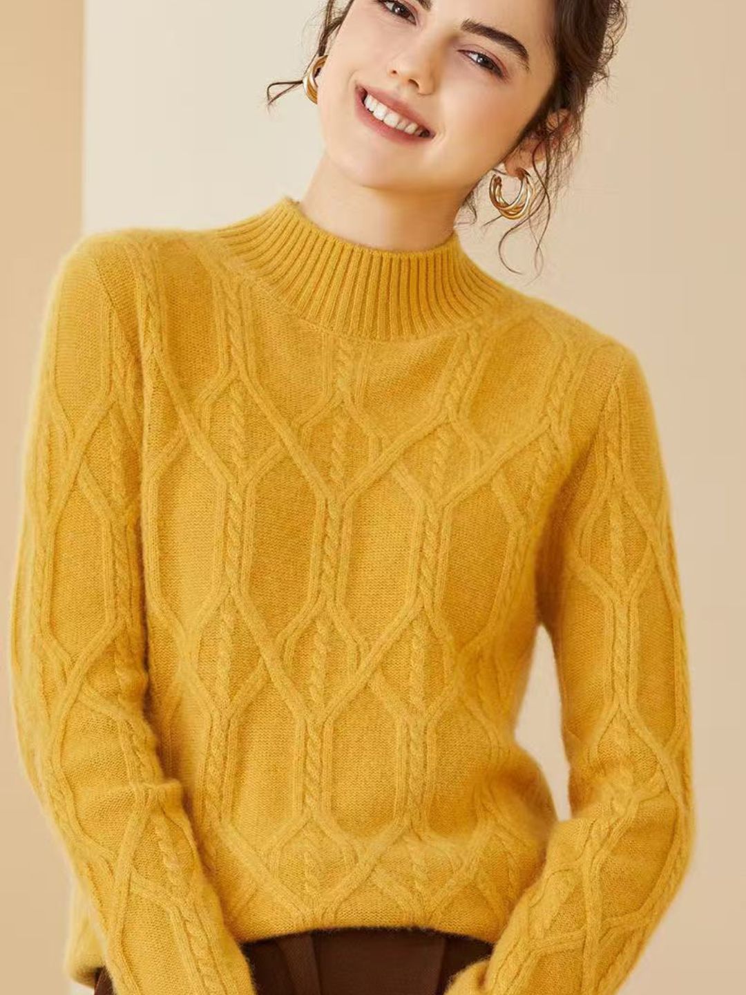 Half Turtleneck Jacquard Pullover