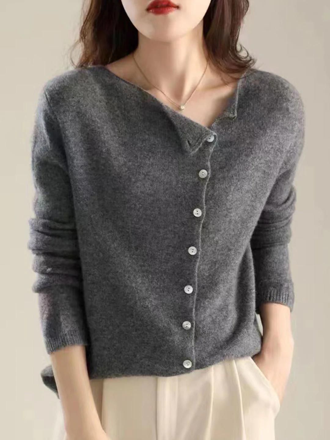 Round Neck Thin Knitted Cardigan