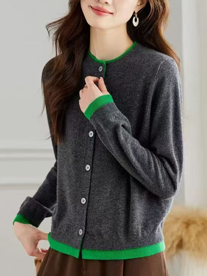 Classic Crew Neck Knit Cardigan