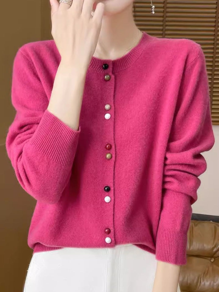 Crew Neck Solid Color Sweater