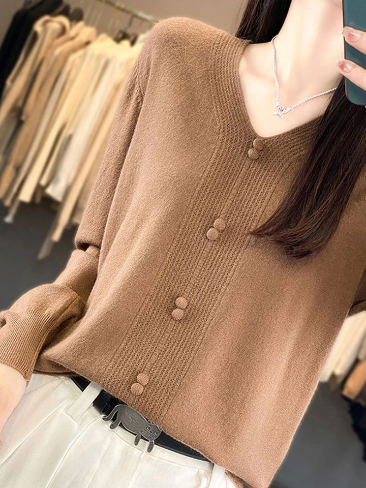 Casual V-neck Loose Knitted Sweater