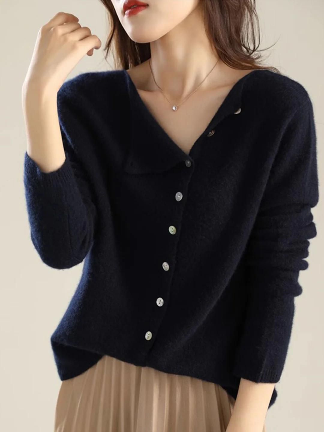 Round Neck Thin Knitted Cardigan