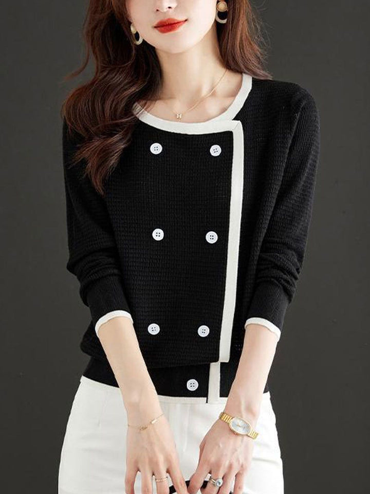 Loose Crew Neck Knitted Pullover Top