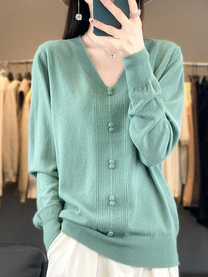 Casual V-neck Loose Knitted Sweater