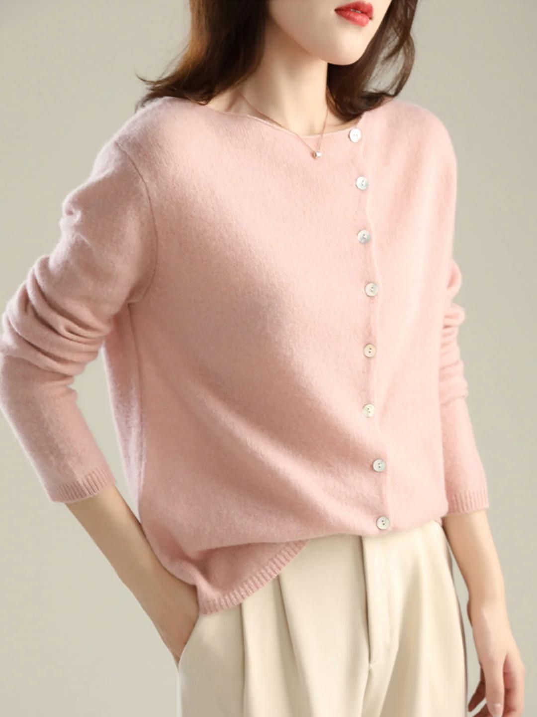 Round Neck Thin Knitted Cardigan