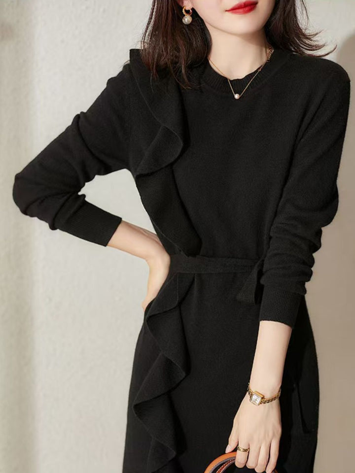 Mid-Length Waist Sweater Dress