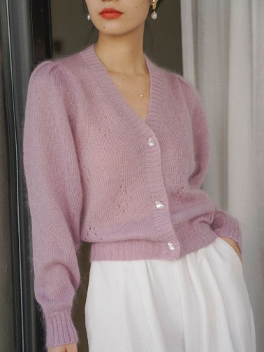 Vintage Thin V-Neck Knit Cardigan