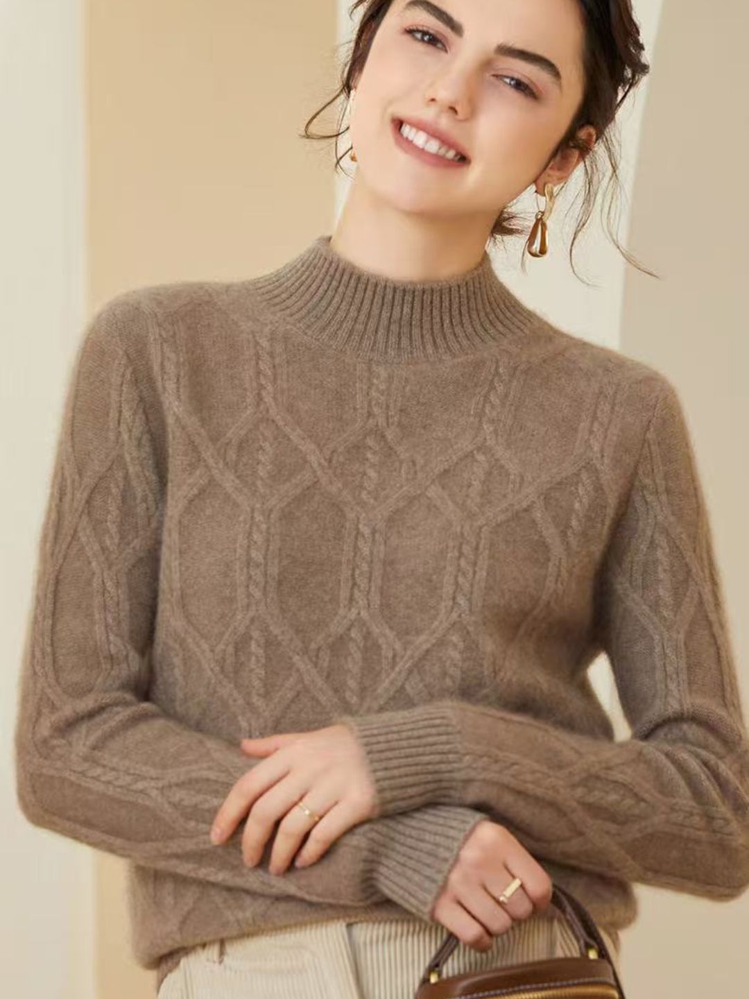 Half Turtleneck Jacquard Pullover