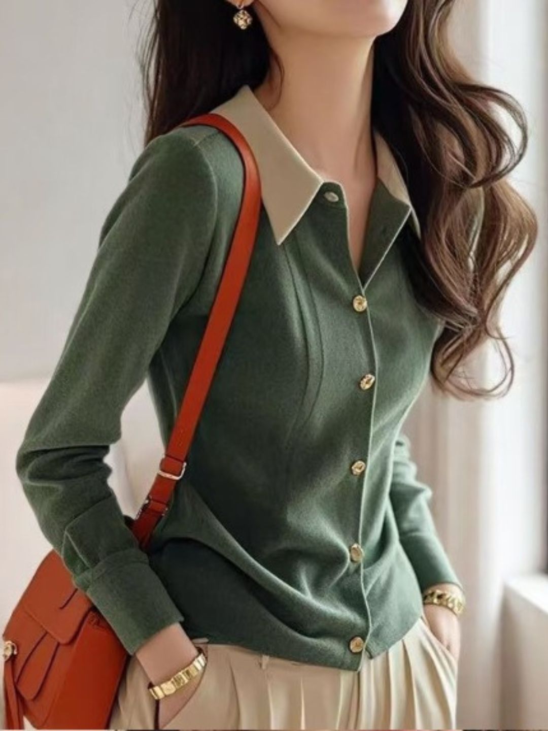 Classic Lapel Solid Color Knitted Cardigan