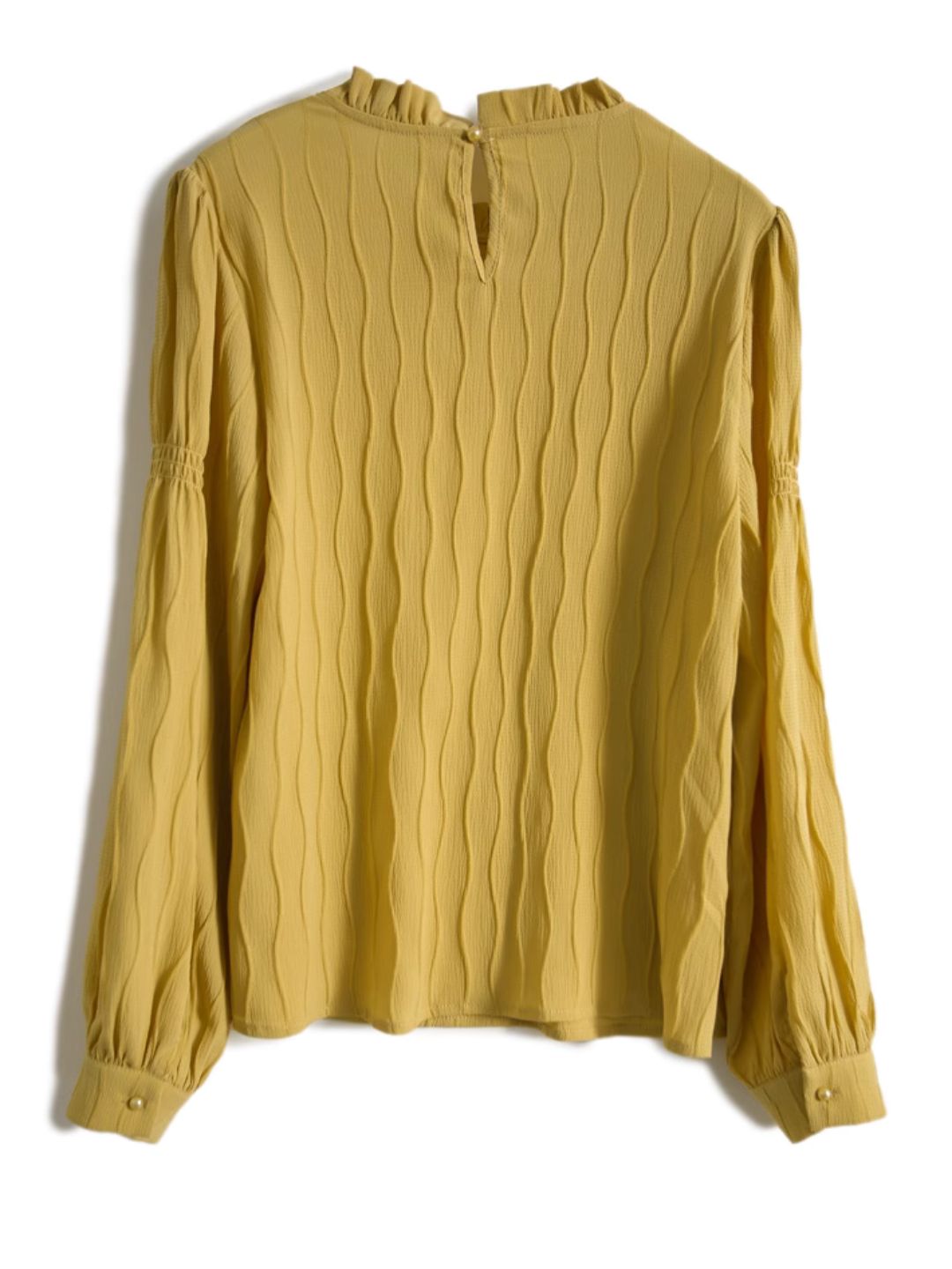 Wavy Textured Stand Collar Top