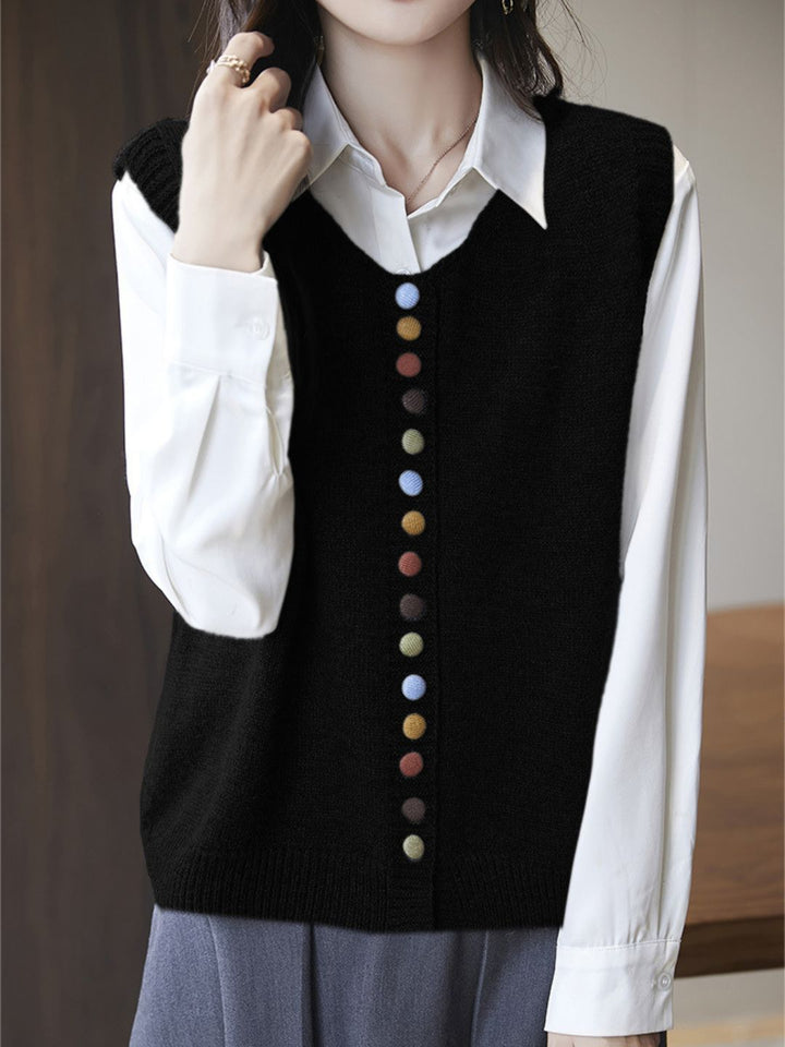 Rainbow Button Knit Vest