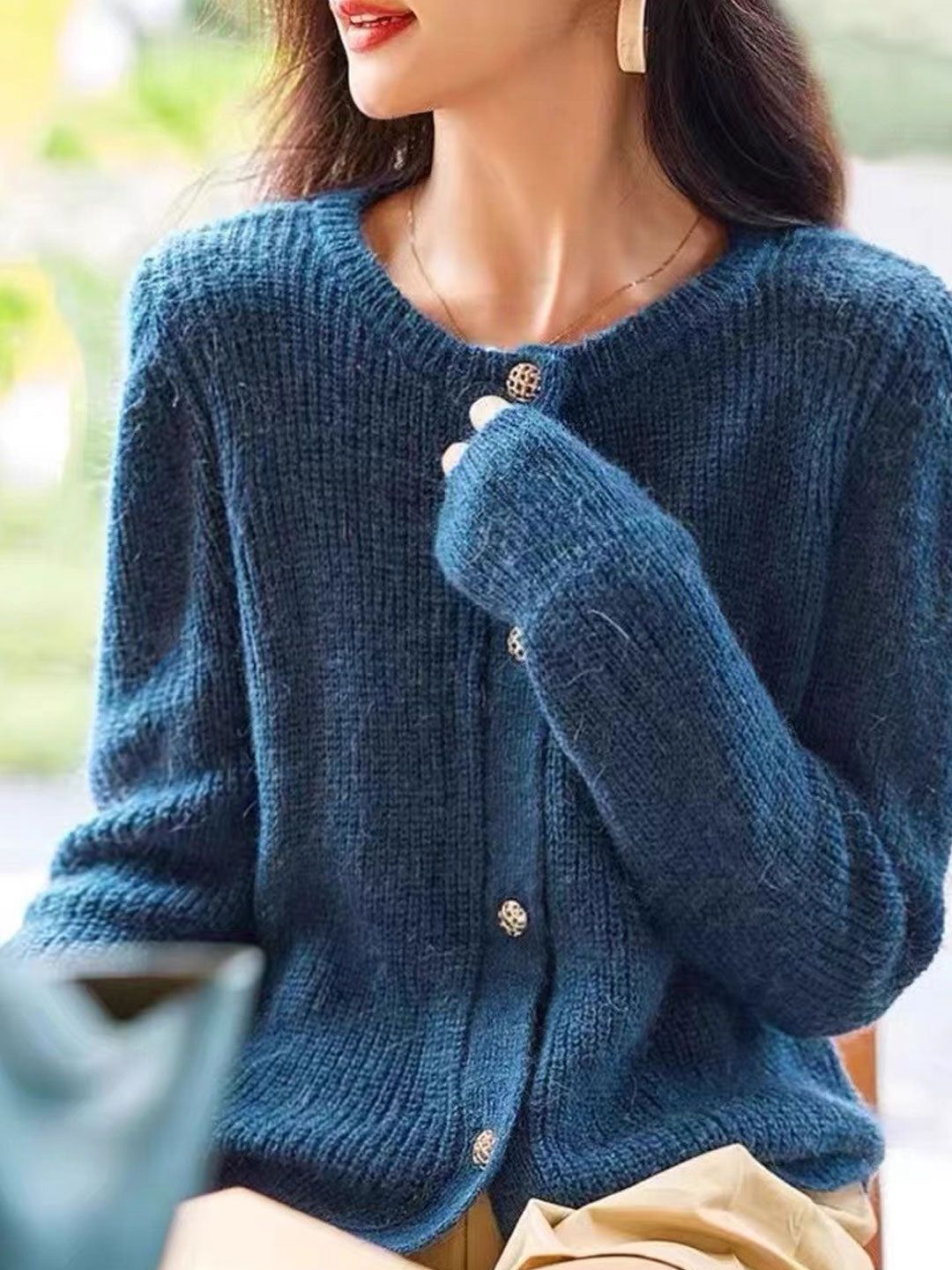 Loose Solid Color Knitted Cardigan