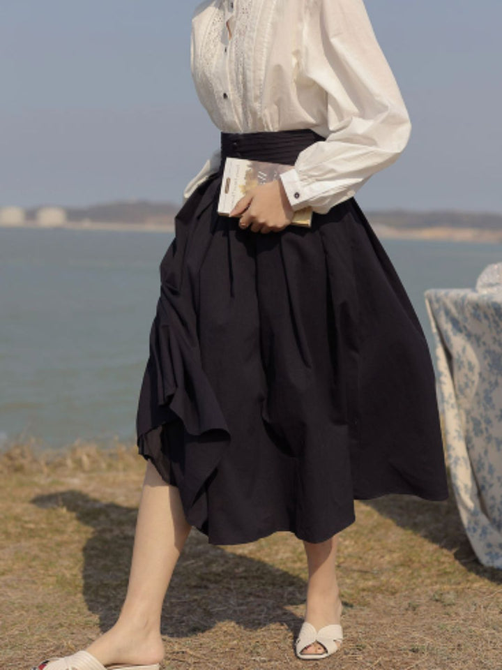 Large Hem A-line Pleated Skirt