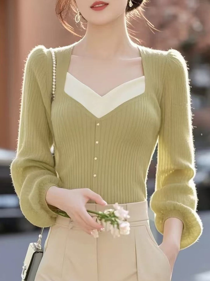 Puff Sleeve Casual Knitwear