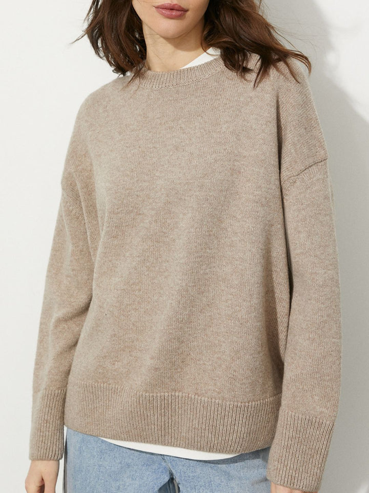 Crew Neck Knitted Pullover Top