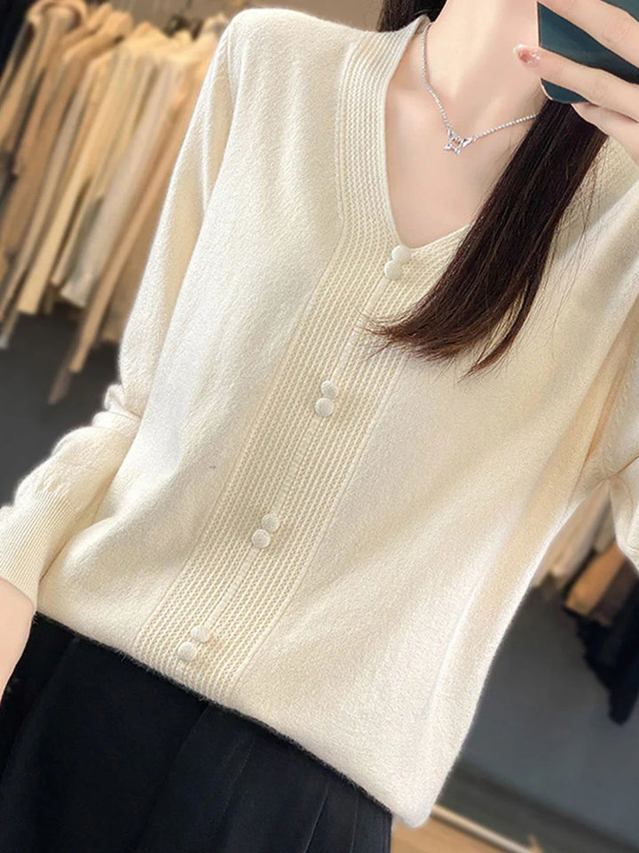 Casual V-neck Loose Knitted Sweater