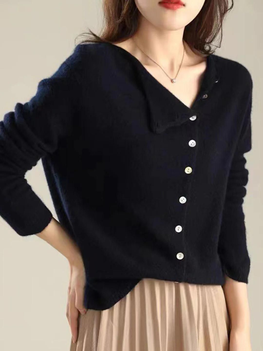 Round Neck Thin Knitted Cardigan