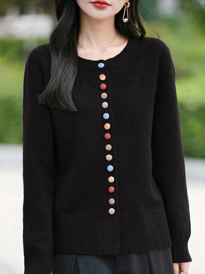 Colorful Button Cardigan Knitted Long Sleeve Sweater