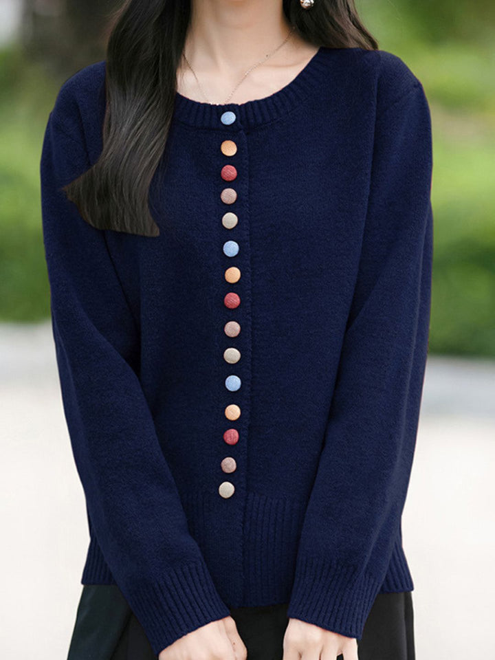 Colorful Button Cardigan Knitted Long Sleeve Sweater