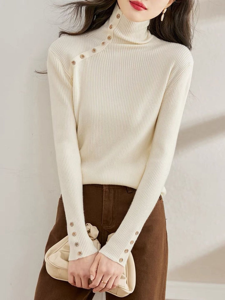 High Collar Slim Fit Long Sleeve Sweater