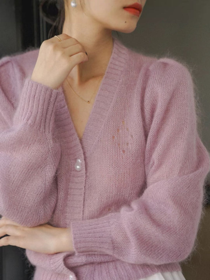 Vintage Thin V-Neck Knit Cardigan