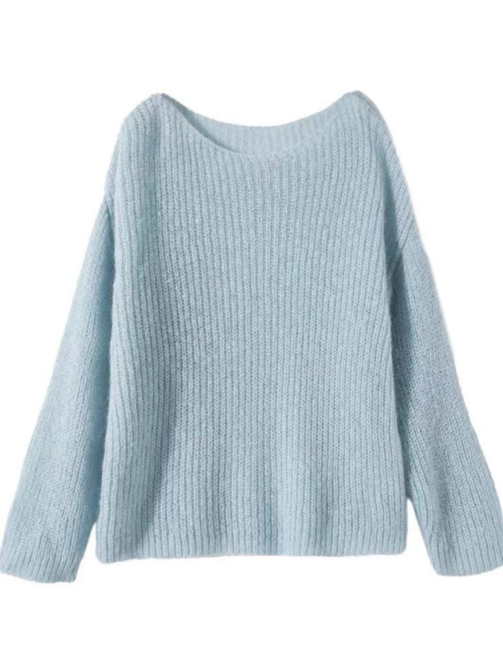 Loose Crew Neck Long Sleeve Knit Top