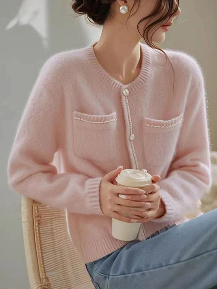 Elegant Solid Color Knitted Cardigan