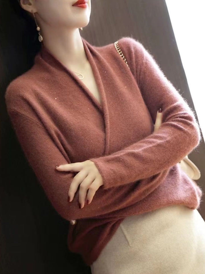 Crossover V-neck Sweater