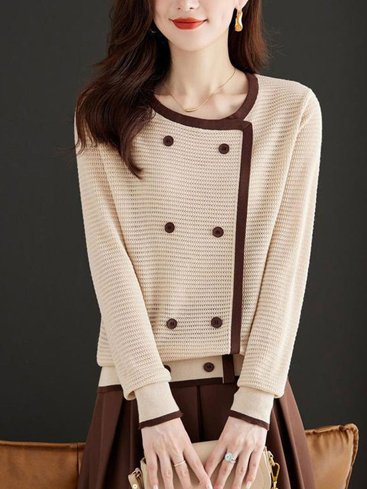 Loose Crew Neck Knitted Pullover Top