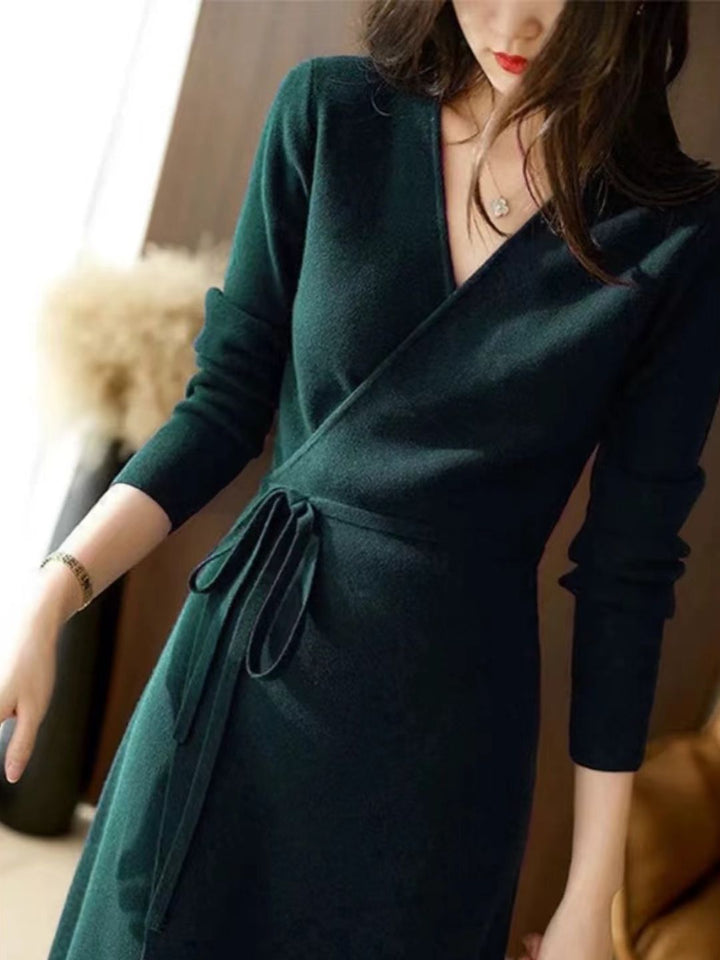 V-neck Knit Dress