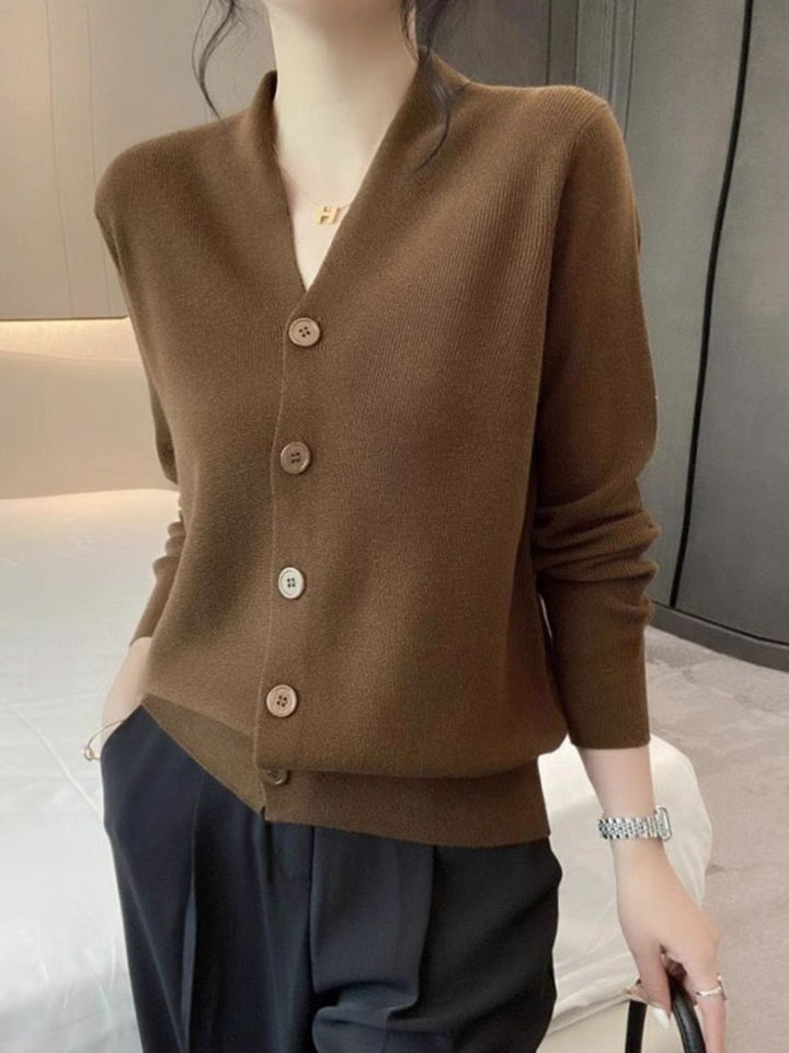 Simple Solid Color Versatile Knitted Cardigan