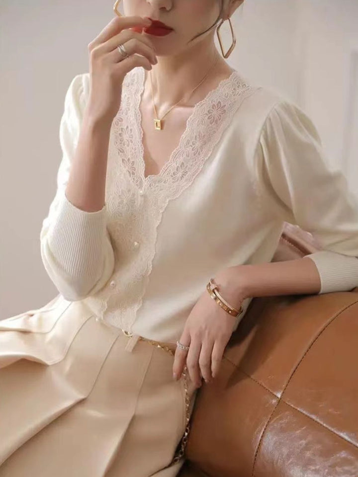 Lace Panel Sweater Top