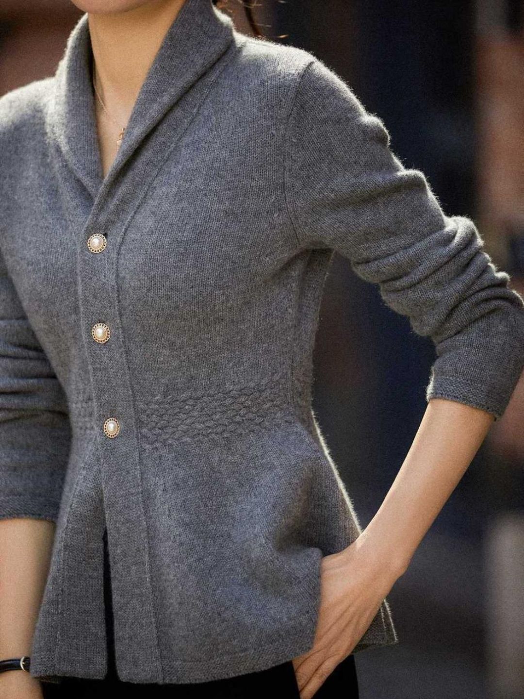 Fashion Lapel Knitted Cardigan