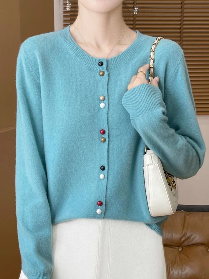 Crew Neck Solid Color Sweater