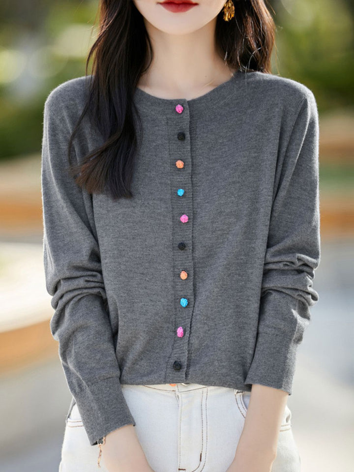 Classic Crew Neck Knit Cardigan