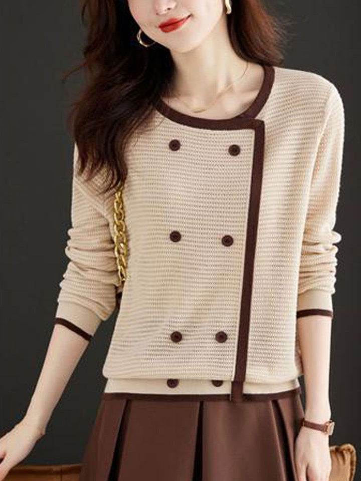 Loose Crew Neck Knitted Pullover Top