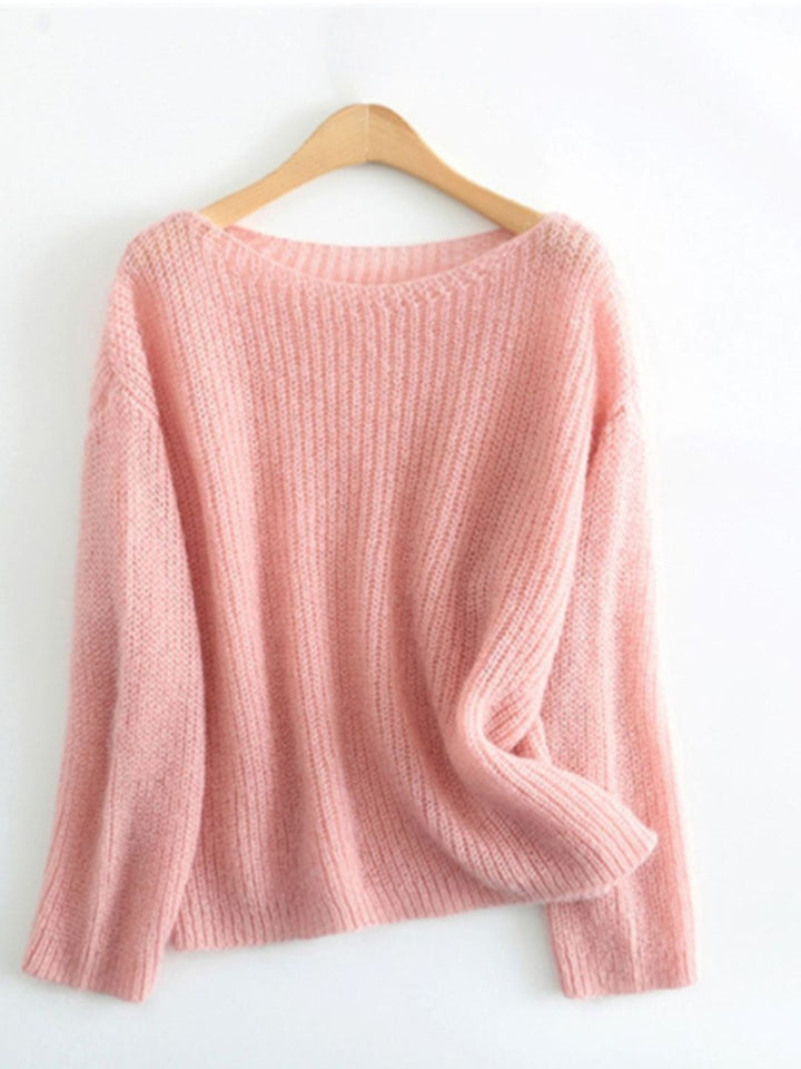 Loose Crew Neck Long Sleeve Knit Top